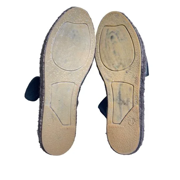 Free People Aurora Black Leather Espadrille Shoes Ankle Strap Size 39 - Picture 6 of 6